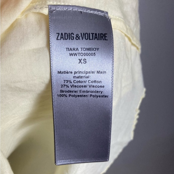 Zadig & Voltaire top XS Tiara floral embroidered prairie yellow flutter eyelet - Picture 13 of 13